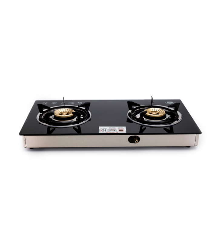 K3560 Kyowa Double Burner Glass Top Gas Stove with Cast Iron Burners (KW-3560) - Image 1