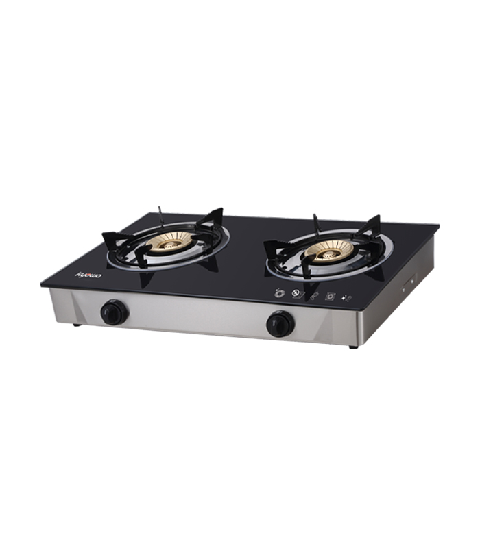 K3562 Kyowa Double Burner Glass Top Gas Stove with Cast Iron Burners (KW-3566) - Image 1