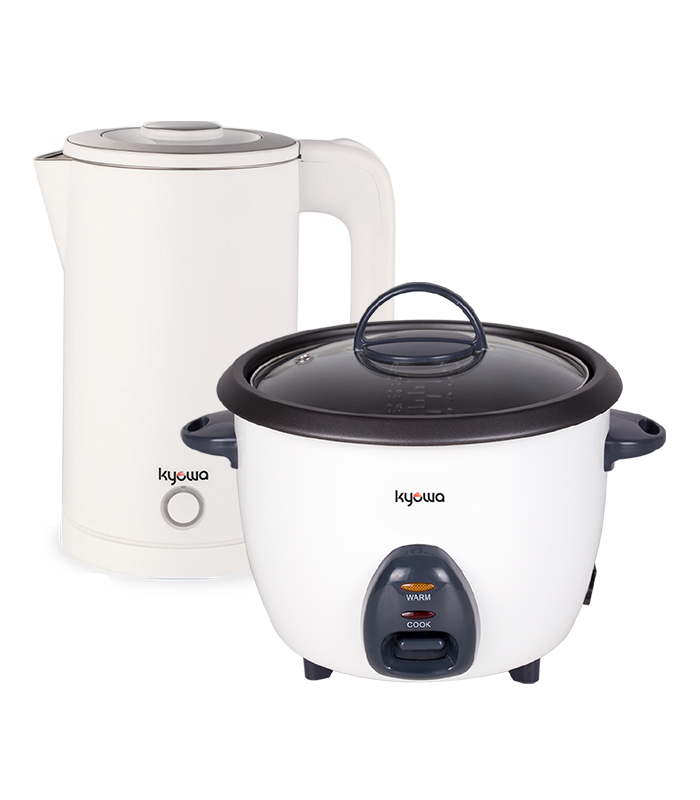KW-2036 (WHITE)M KW-1390 (WHITE) Kyowa Back to School Bundle: Rice Cooker (KW-20363) + Kettle (KW-13903) - Image 1